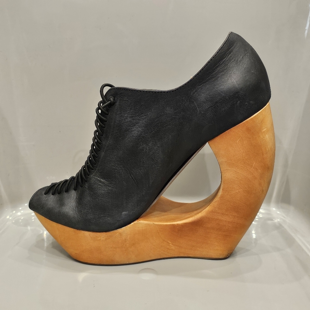 Jeffrey Campbell Leather Lace Up Platform Wedges - Picture 10 of 16